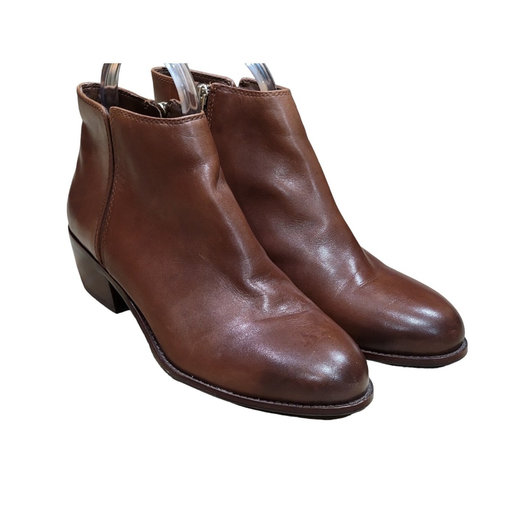 Antonio Melani Boots Women's Brown Leather Ankle‎ Booties Side Zip Size 9 M
